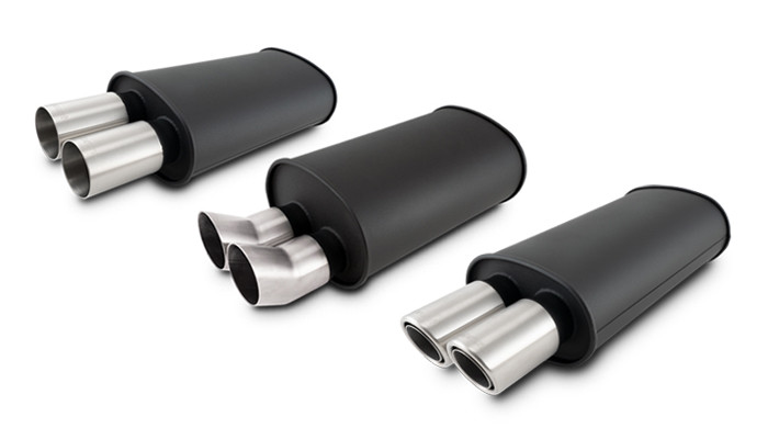 Flat Black Universal Mufflers with 304 Stainless Steel Exhaust Tips